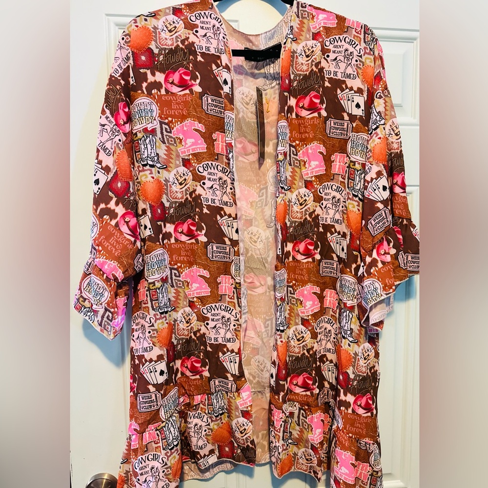 L&B Cowgirl Collage Ruffle Kimono